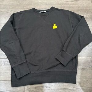 [M]Isabel Marant Black Mike Crewneck Sweatshirt with Yellow Logo